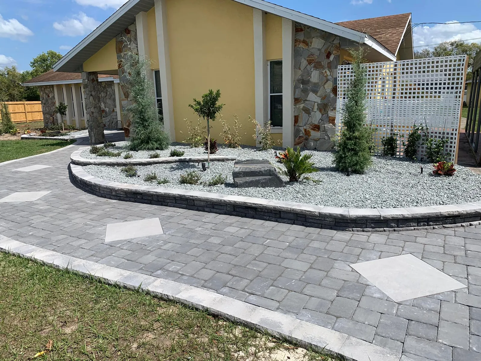 Curved paver walkway